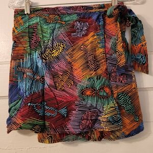 Bayou Wear Skirt, New Orleans Jazz Fest Wrap Sz Small, Colorful Instrument Print